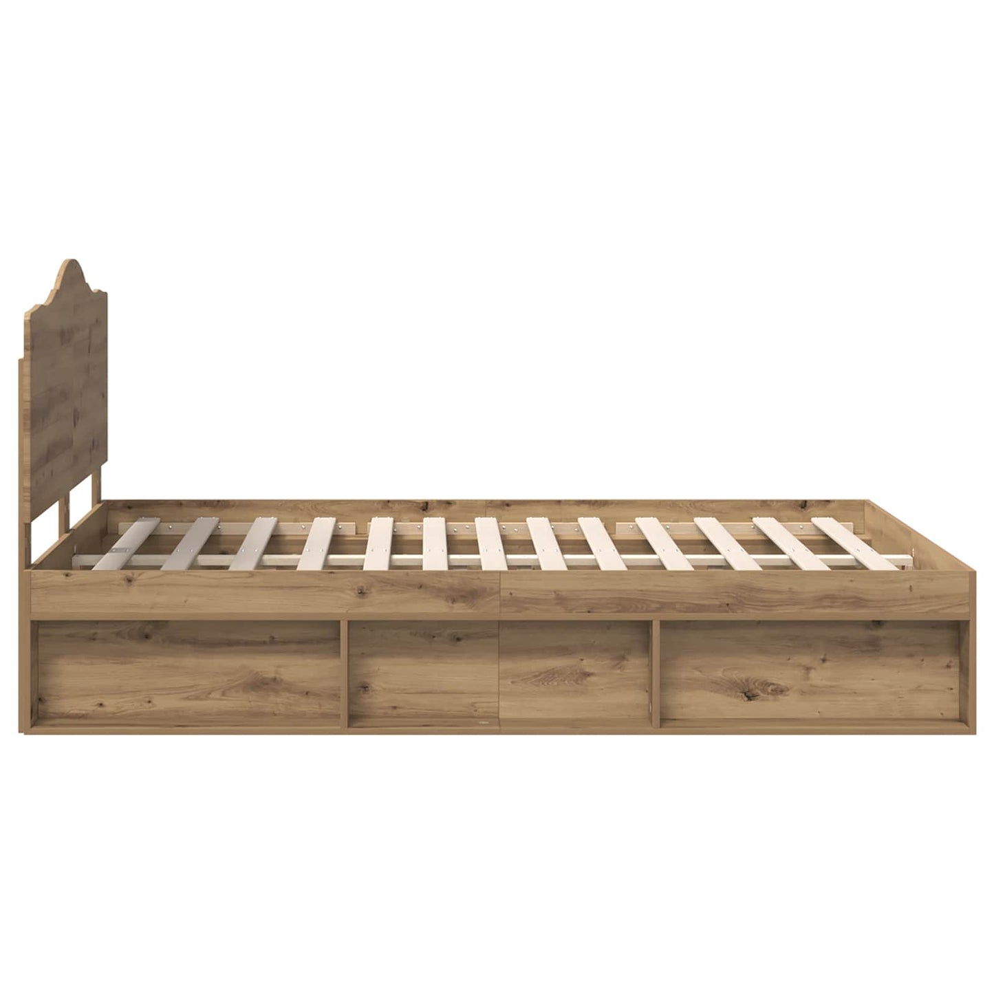 Bed Frame Artisian Oak 140 x 190 cm Solid Pine Wood