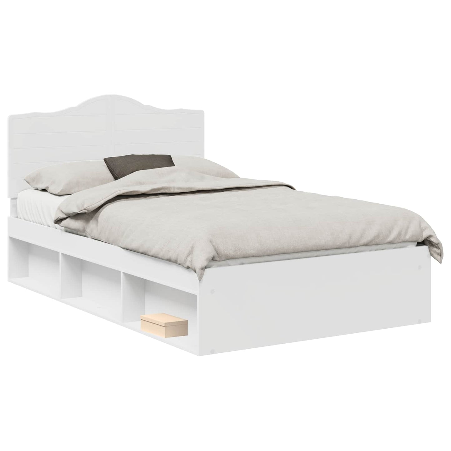 Bed Frame with Headboard White 135 x 190 cm Solid Pine Wood