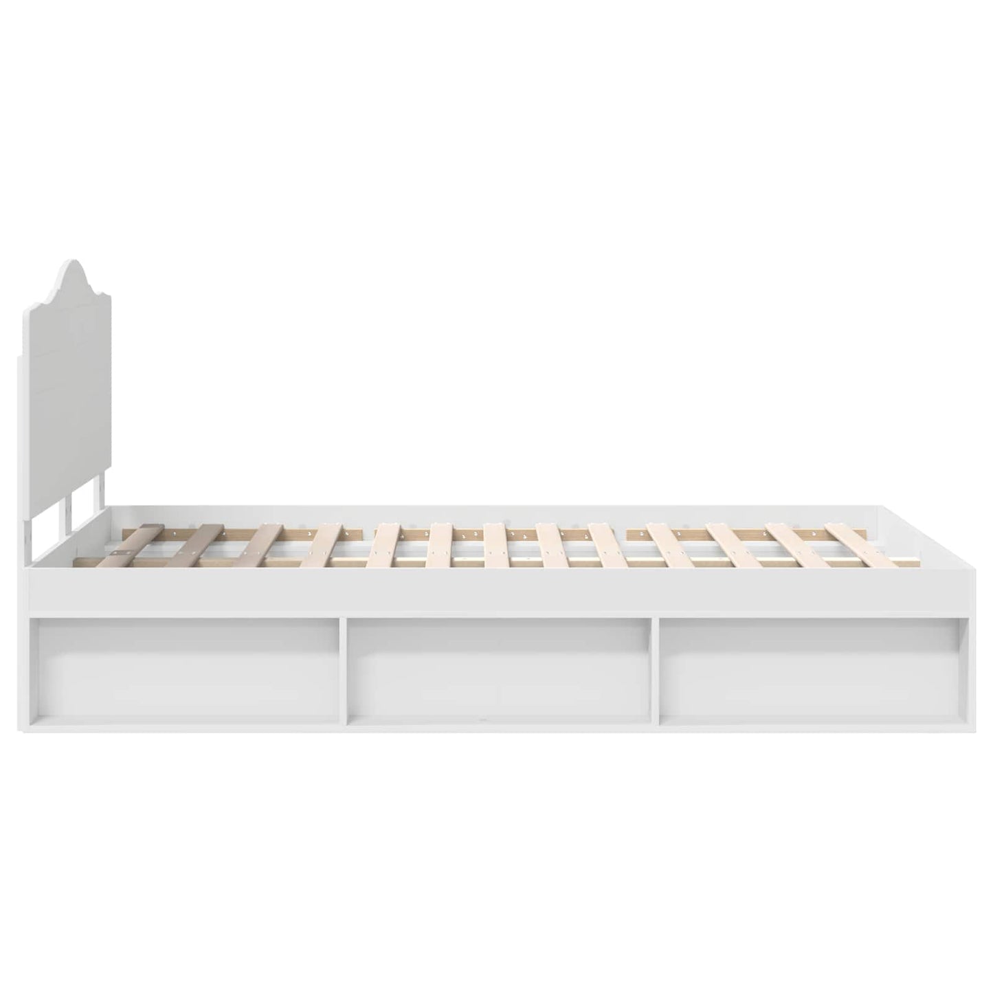 Bed Frame with Headboard White 135 x 190 cm Solid Pine Wood
