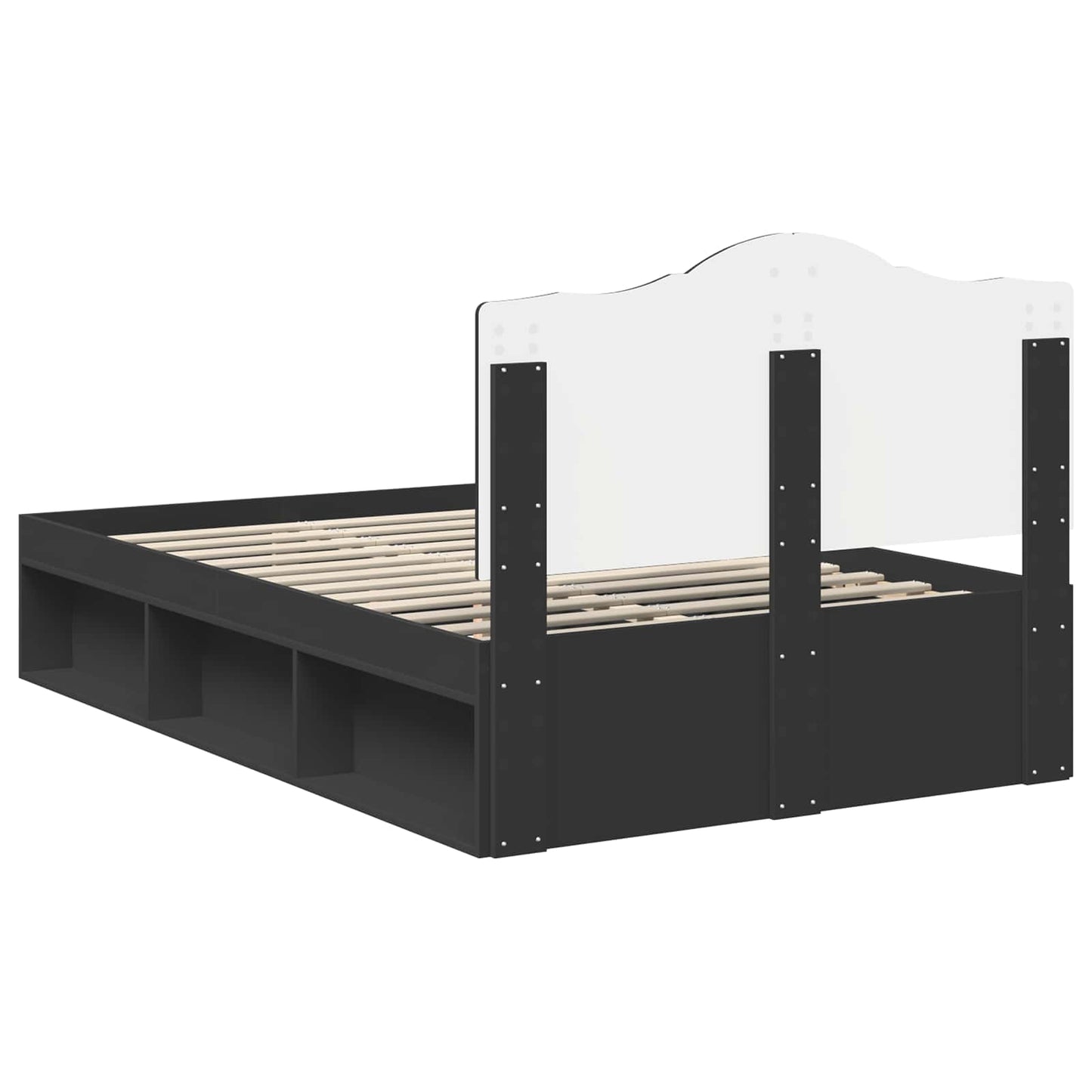 Bed Frame with Headboard Black 135 x 190 cm Solid Pine Wood