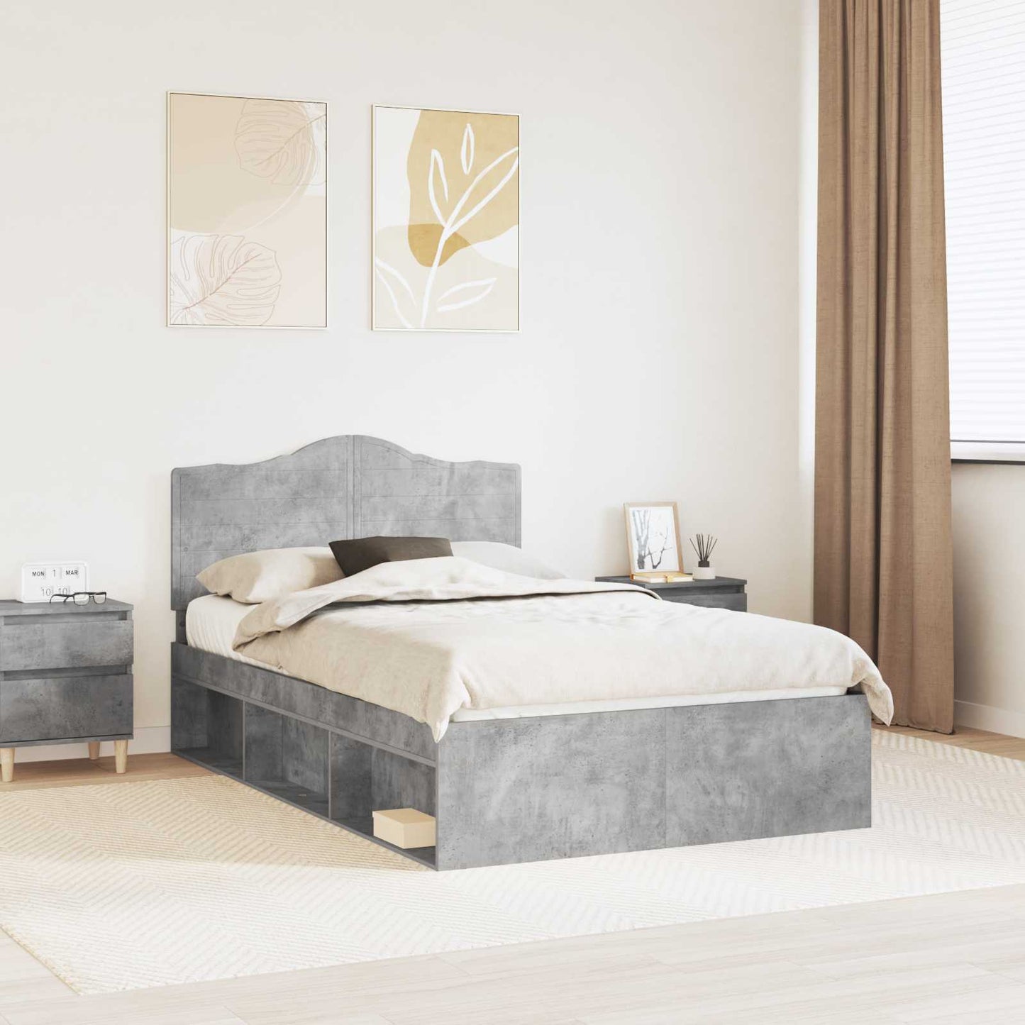 Bed Frame Concerte Grey 135 x 190 cm Solid Pine Wood