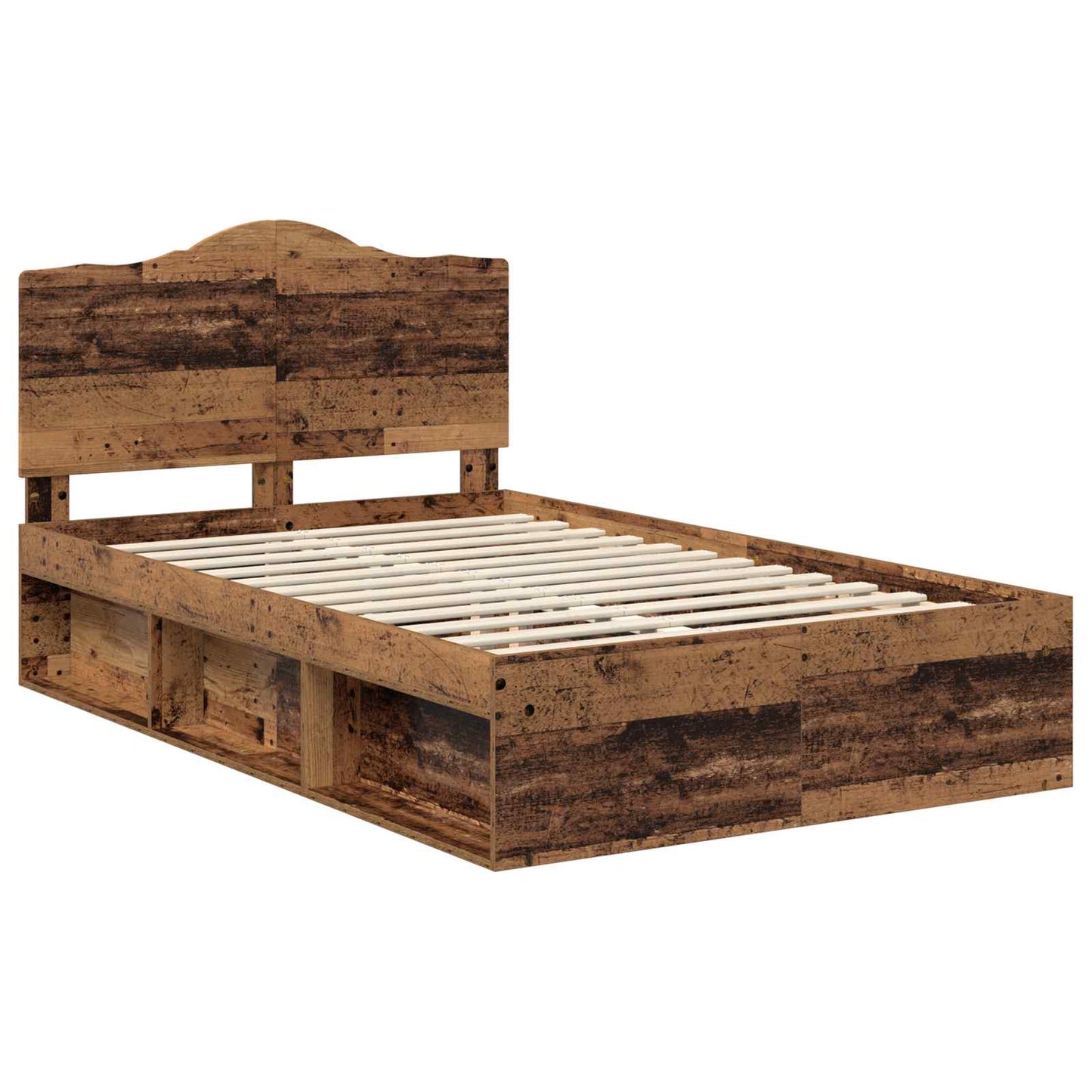 Bed Frame with Headboard Old Wood 135 x 190 cm Solid Pine Wood
