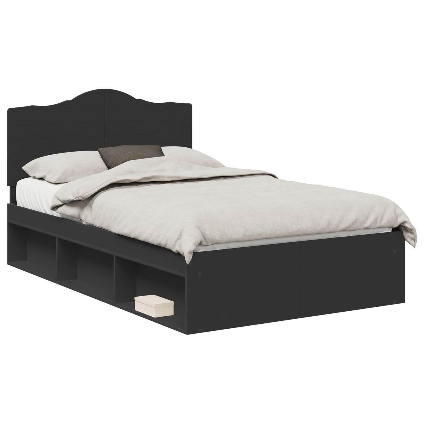 Bed Frame with Headboard Black 120 x 200 cm Solid Pine Wood