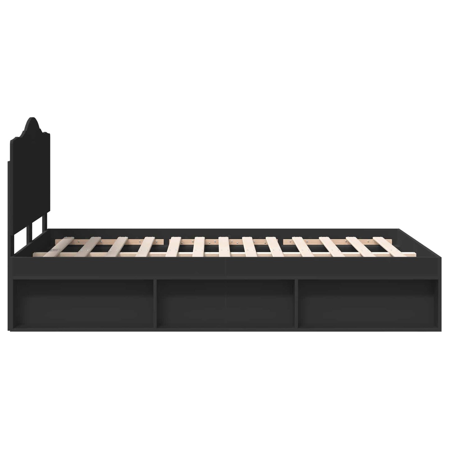 Bed Frame with Headboard Black 120 x 200 cm Solid Pine Wood