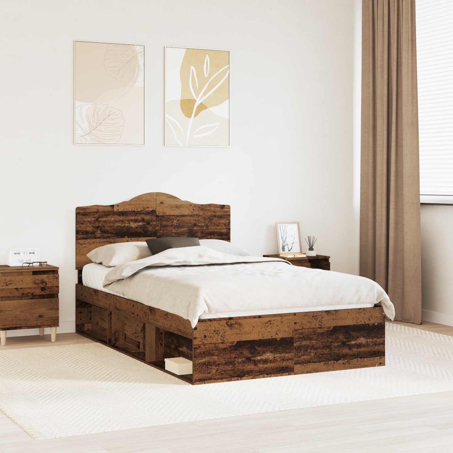 Bed Frame with Headboard Old Wood 120 x 200 cm Solid Pine Wood
