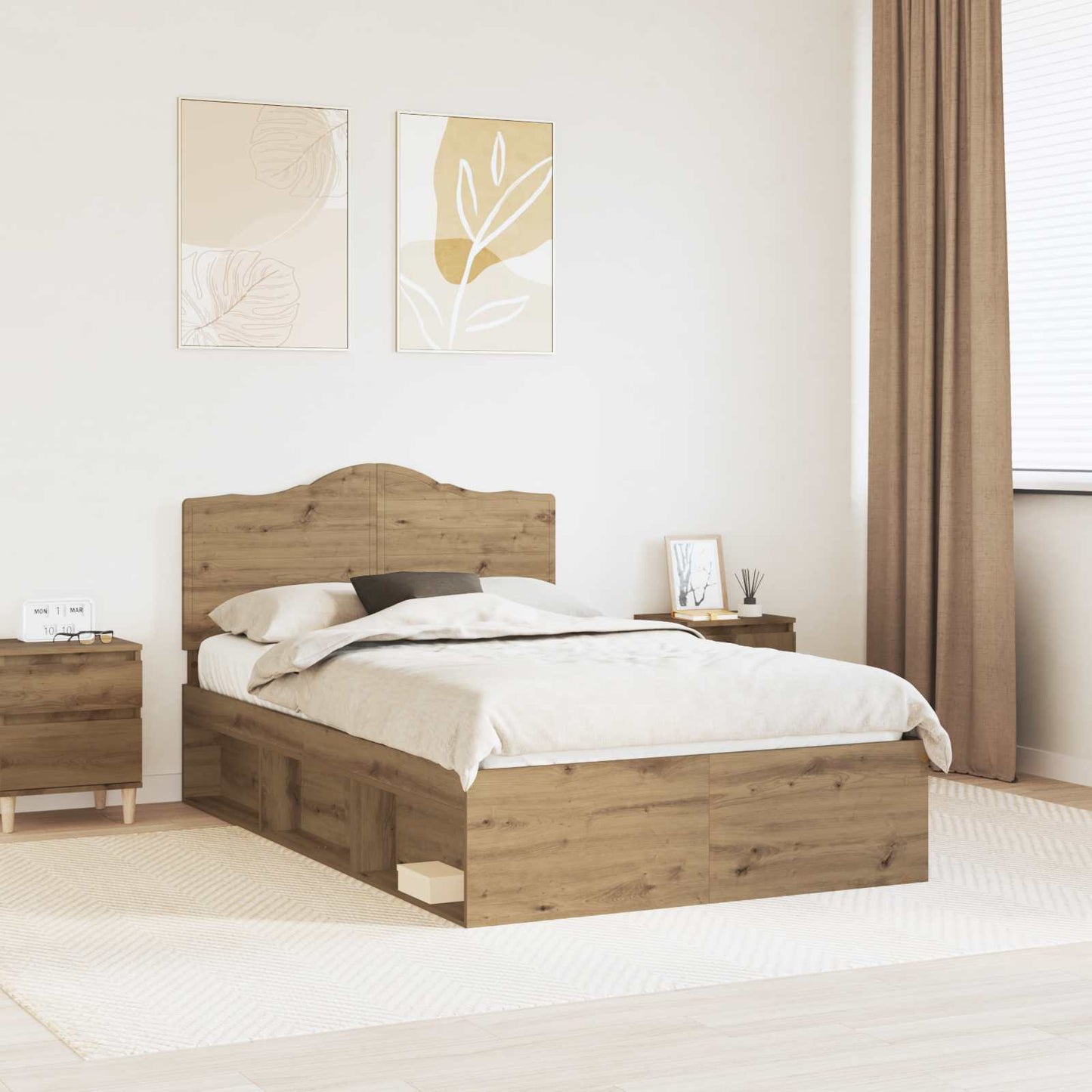Bed Frame Artisian Oak 120 x 200 cm Solid Pine Wood