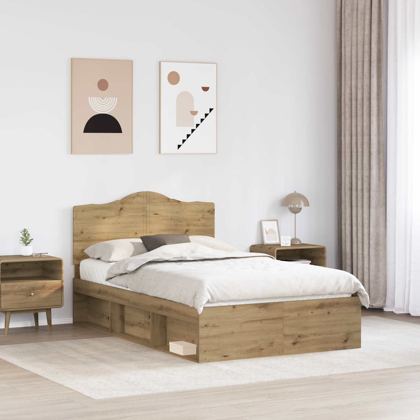 Bed Frame Artisian Oak 120 x 200 cm Solid Pine Wood