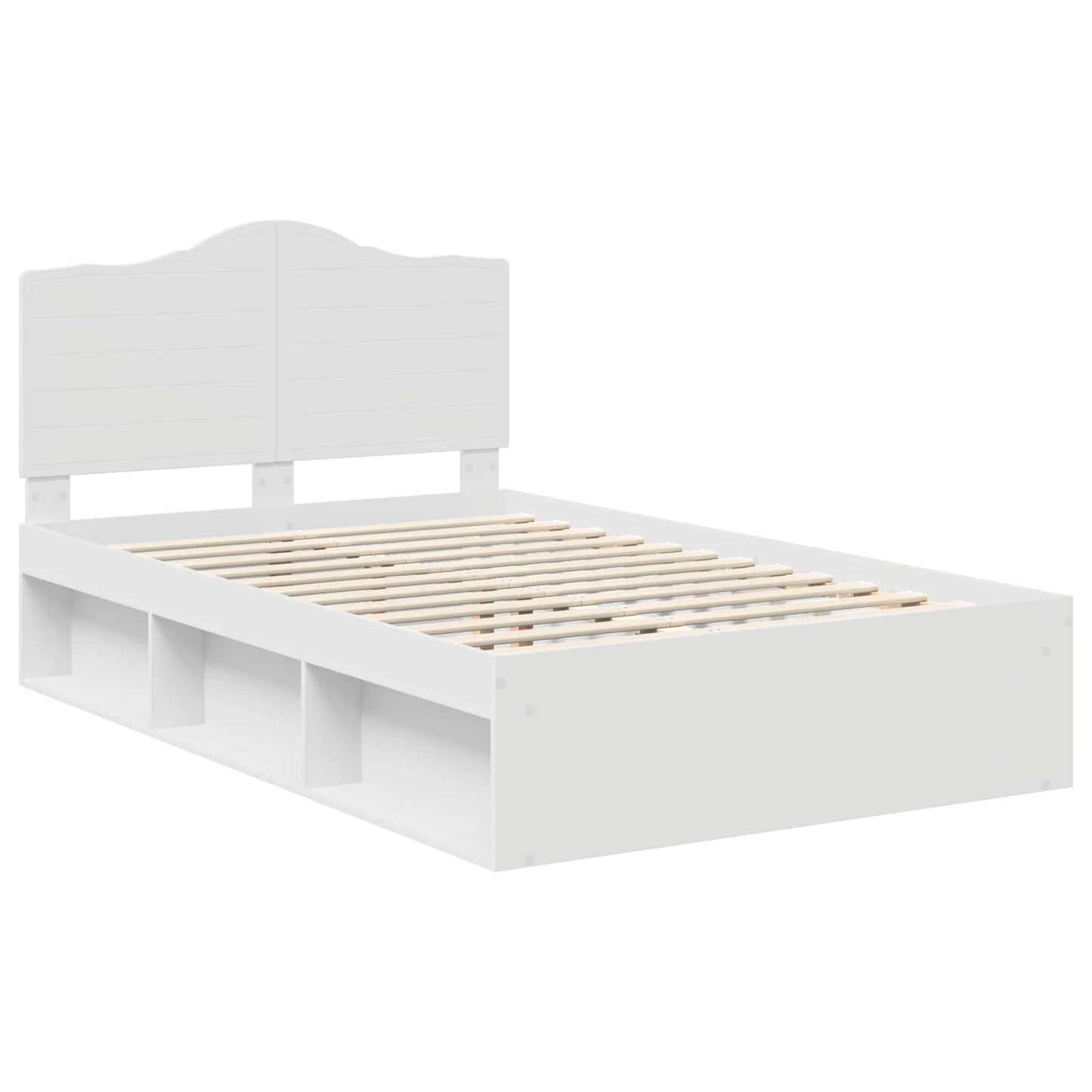 Bed Frame with Headboard White 120 x 190 cm Solid Pine Wood
