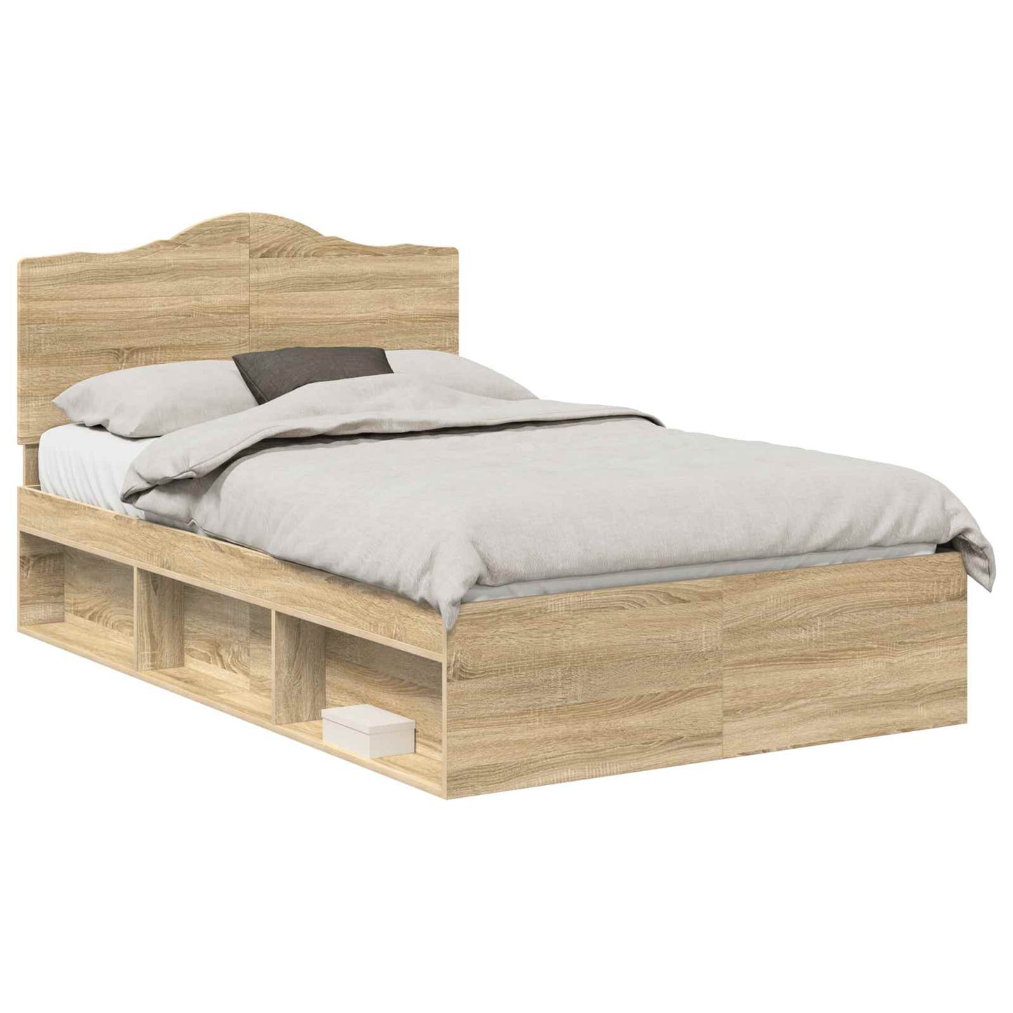 Bed Frame with Headboard Sonoma 120 x 190 cm Solid Pine Wood