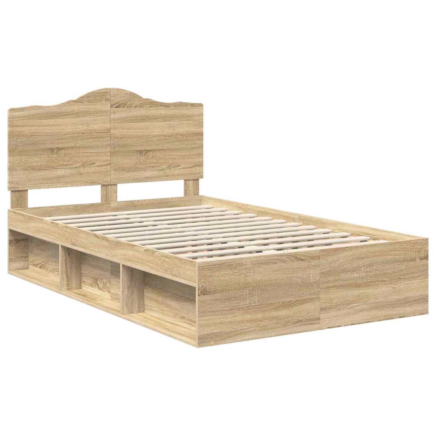 Bed Frame with Headboard Sonoma 120 x 190 cm Solid Pine Wood