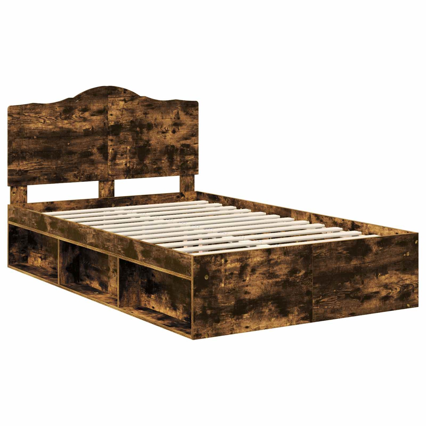 Bed Frame Smoked Oak 120 x 190 cm Solid Pine Wood