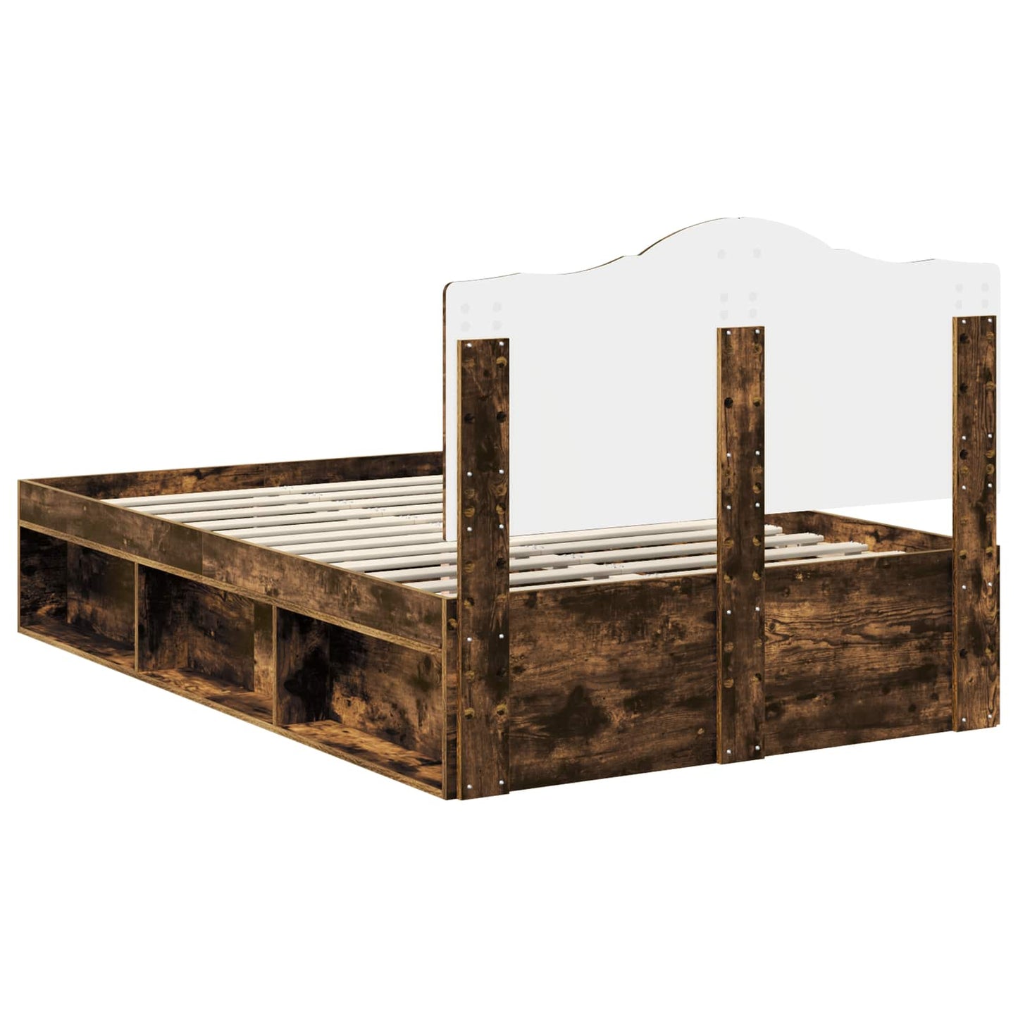 Bed Frame Smoked Oak 120 x 190 cm Solid Pine Wood