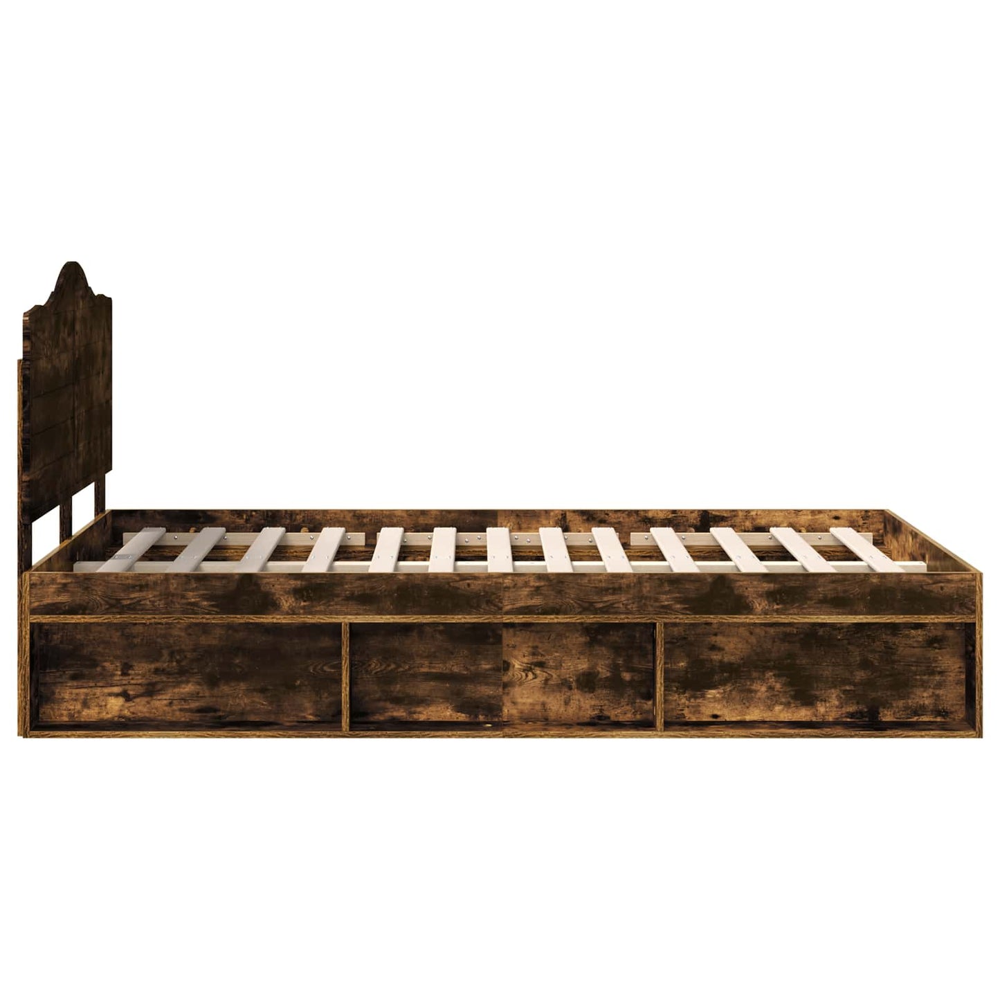 Bed Frame Smoked Oak 120 x 190 cm Solid Pine Wood