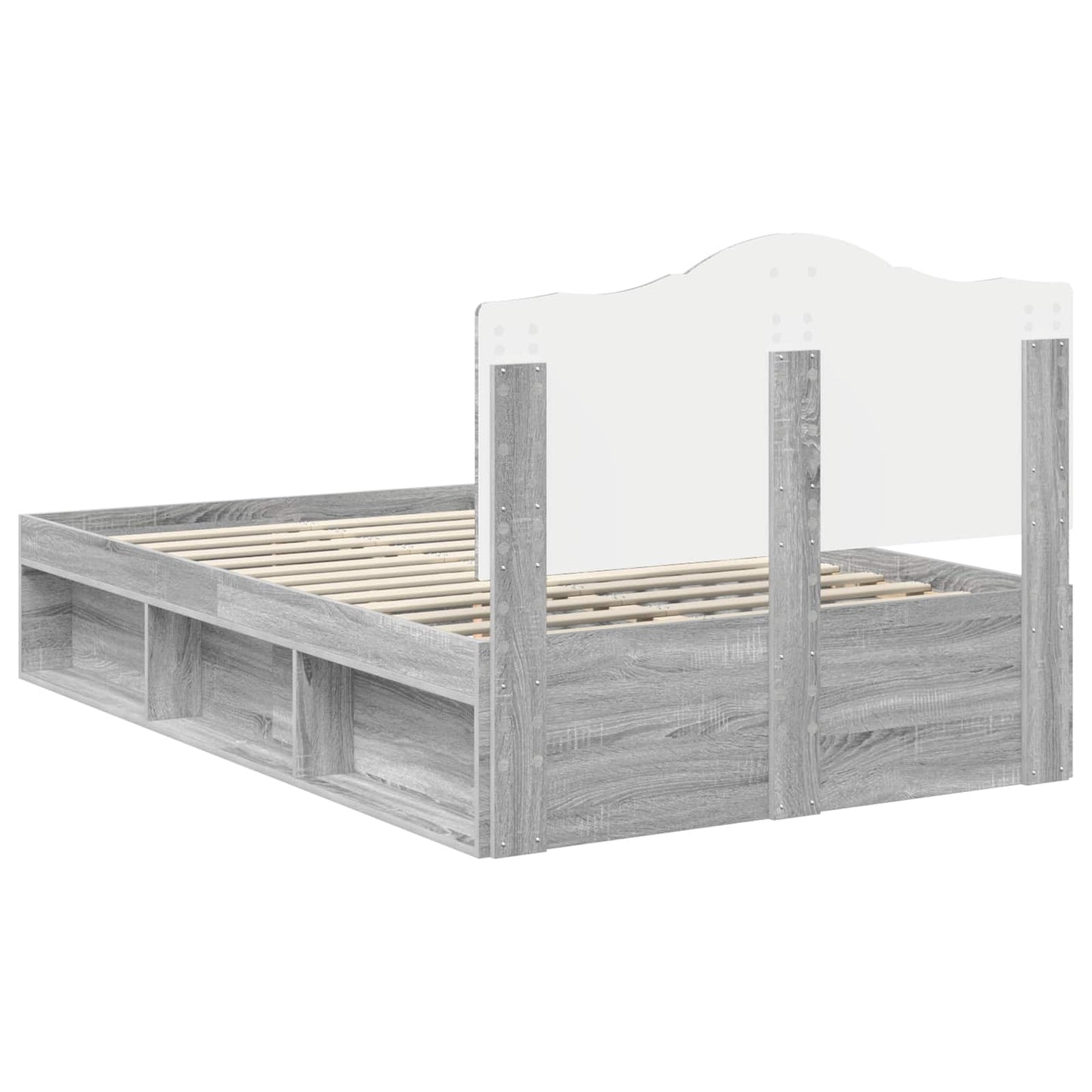 Bed Frame Grey Sonoma 120 x 190 cm Solid Pine Wood