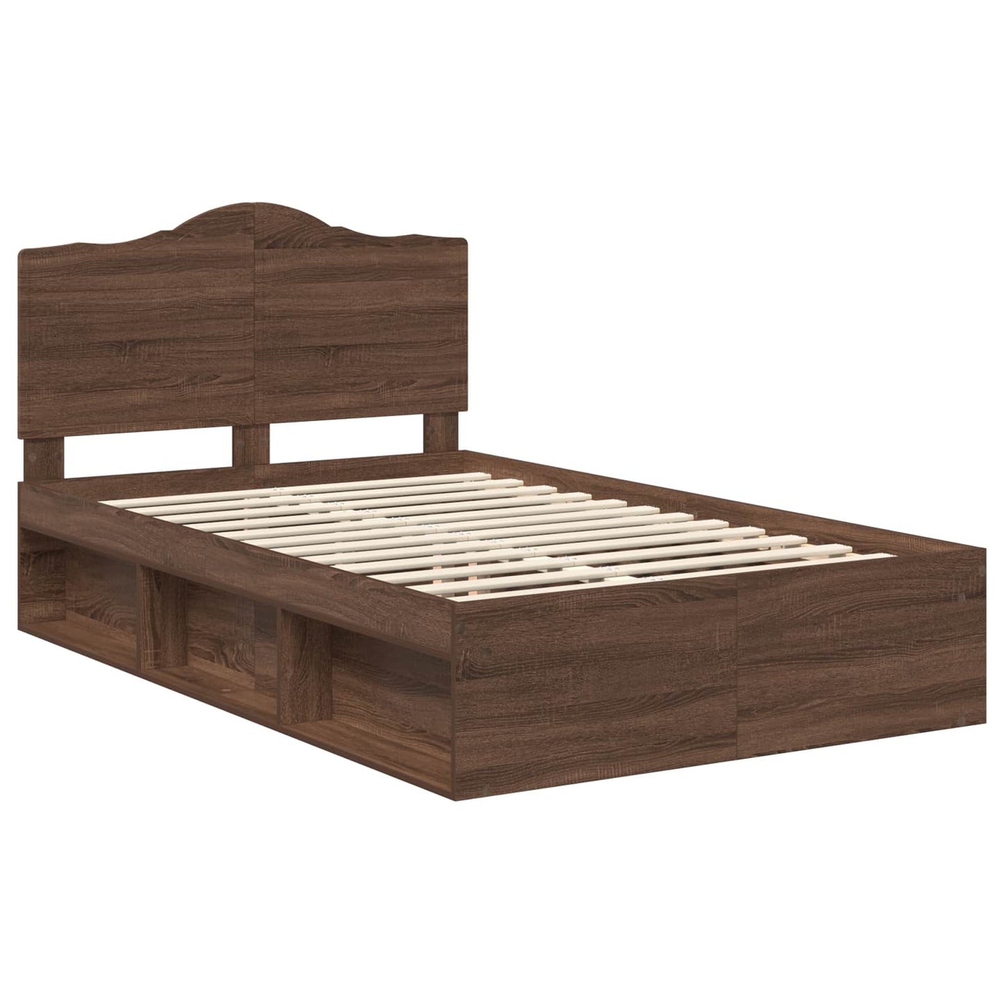 Bed Frame with Headboard Brown Oak 120 x 190 cm Solid Pine Wood