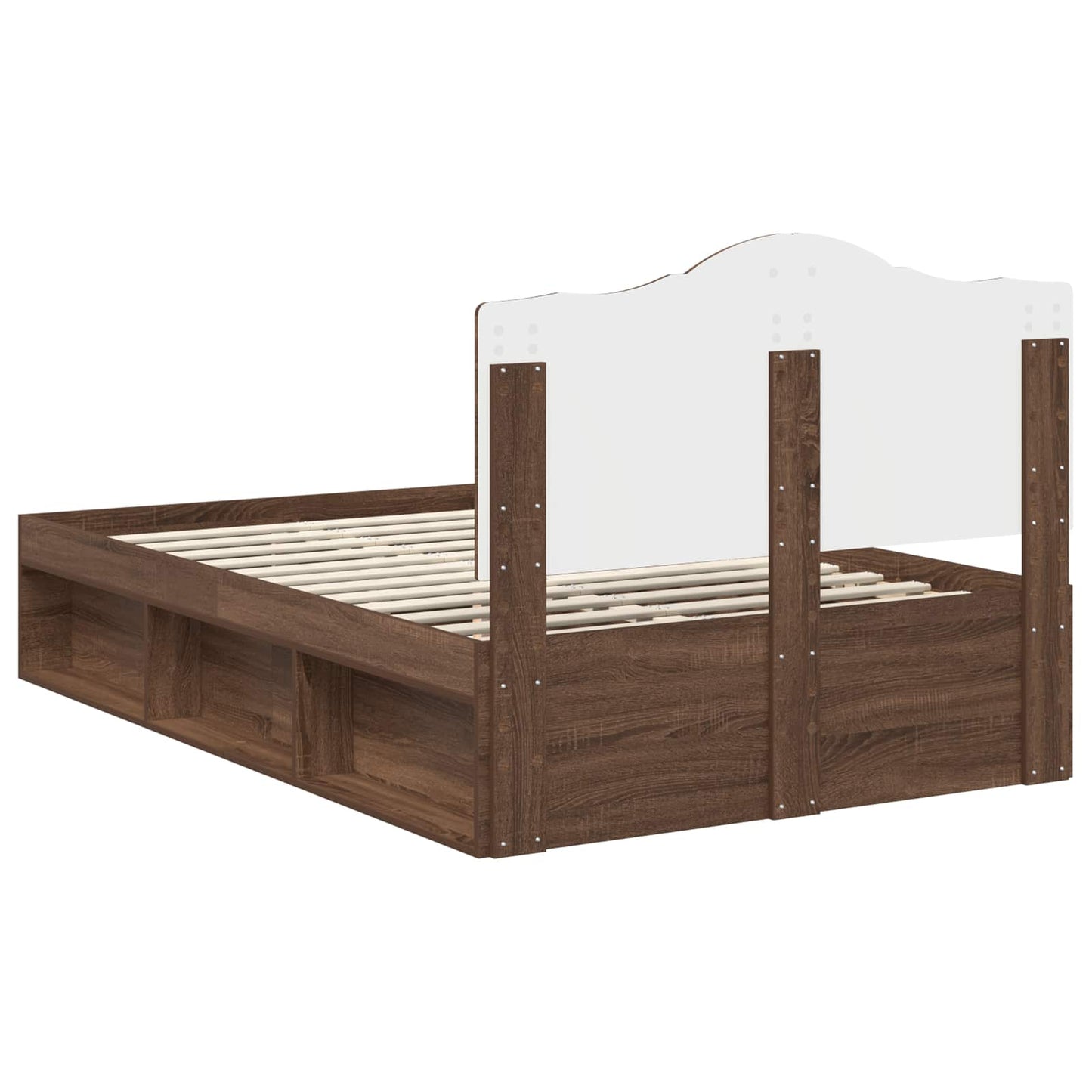 Bed Frame with Headboard Brown Oak 120 x 190 cm Solid Pine Wood