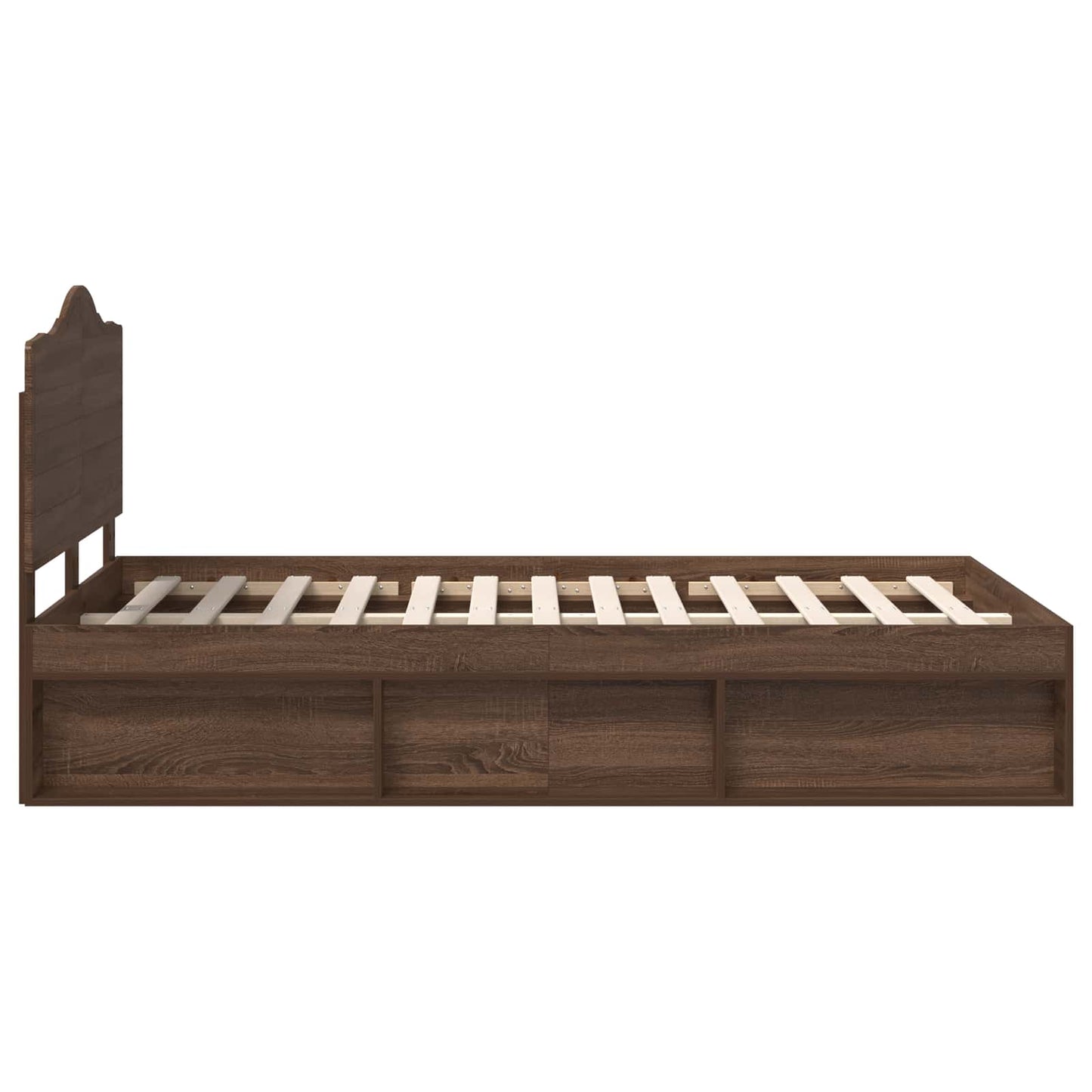 Bed Frame with Headboard Brown Oak 120 x 190 cm Solid Pine Wood