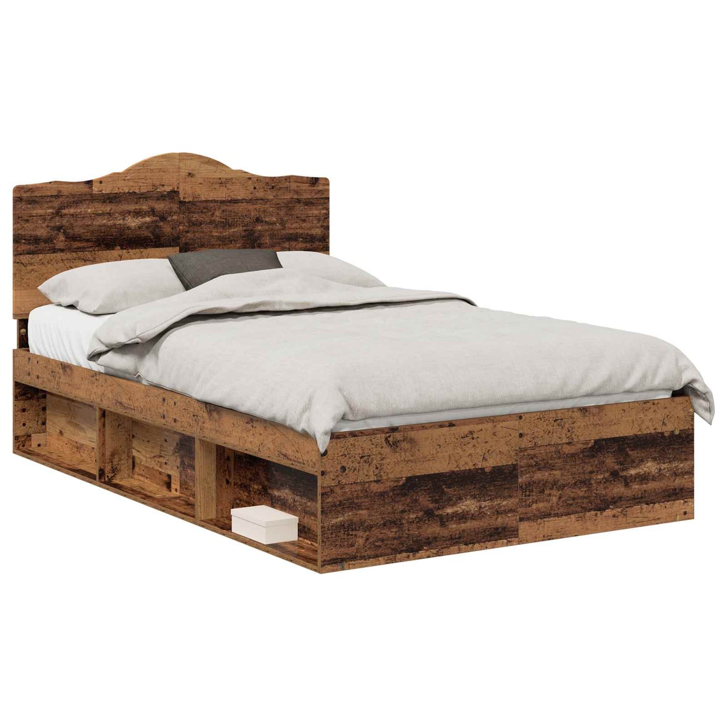 Bed Frame with Headboard Old Wood 120 x 190 cm Solid Pine Wood