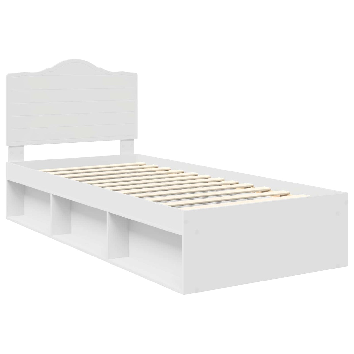 Bed Frame with Headboard White 100 x 200 cm Solid Pine Wood