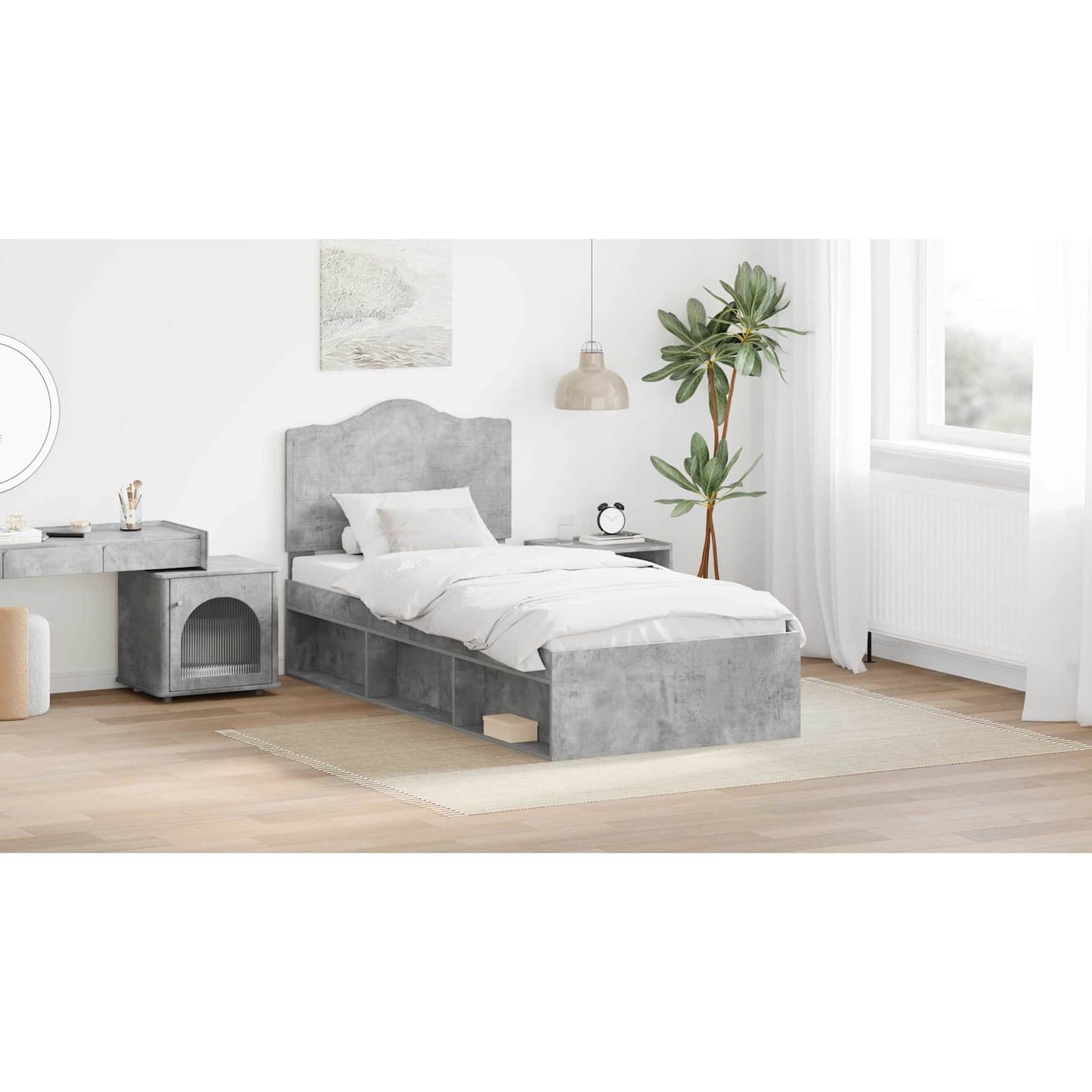 Bed Frame Concerte Grey 100 x 200 cm Solid Pine Wood
