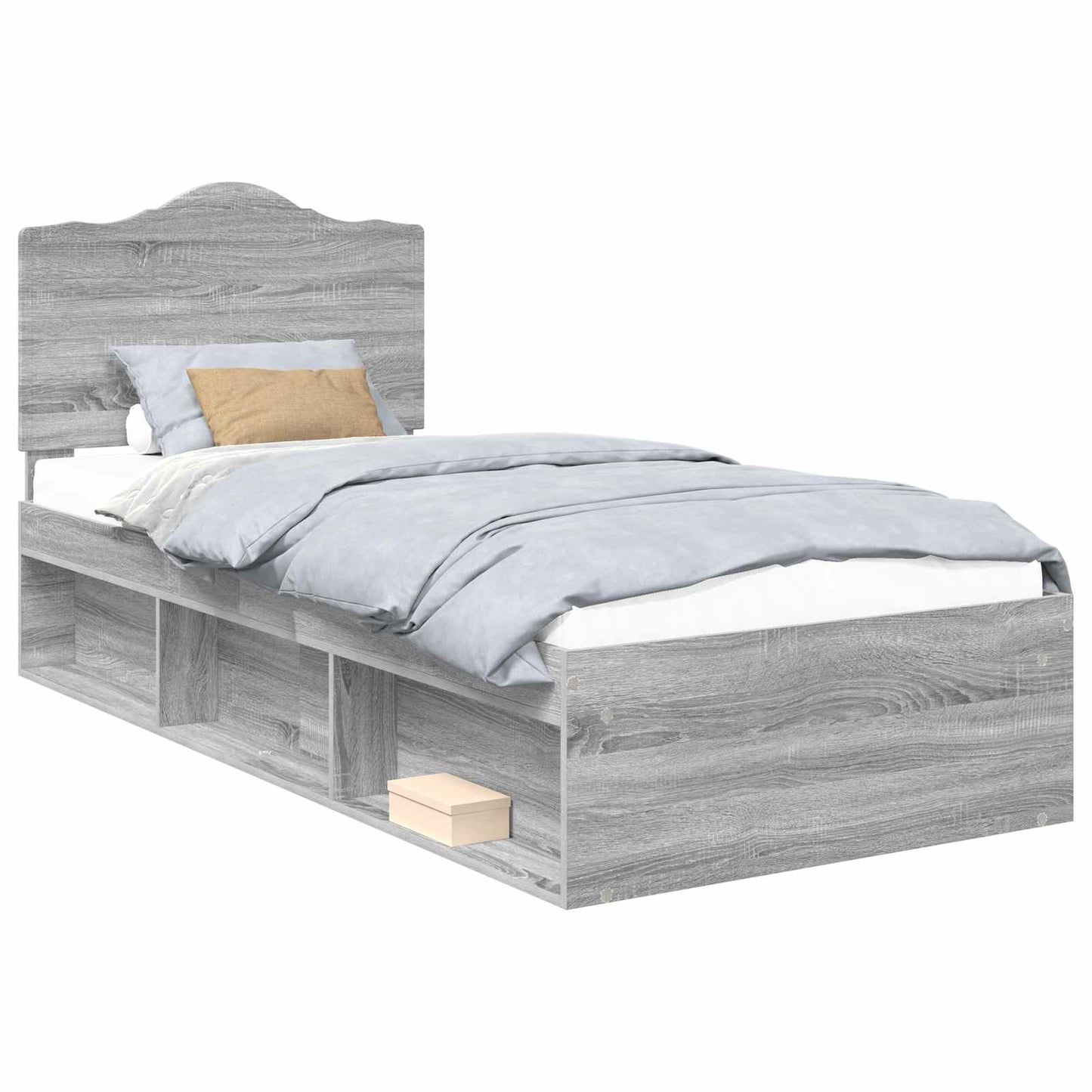Bed Frame Grey Sonoma 100 x 200 cm Solid Pine Wood