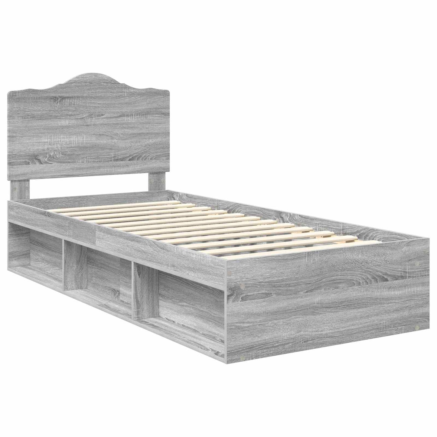 Bed Frame Grey Sonoma 100 x 200 cm Solid Pine Wood