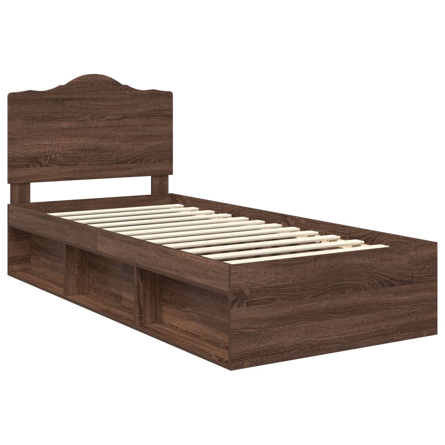 Bed Frame with Headboard Brown Oak 100 x 200 cm Solid Pine Wood