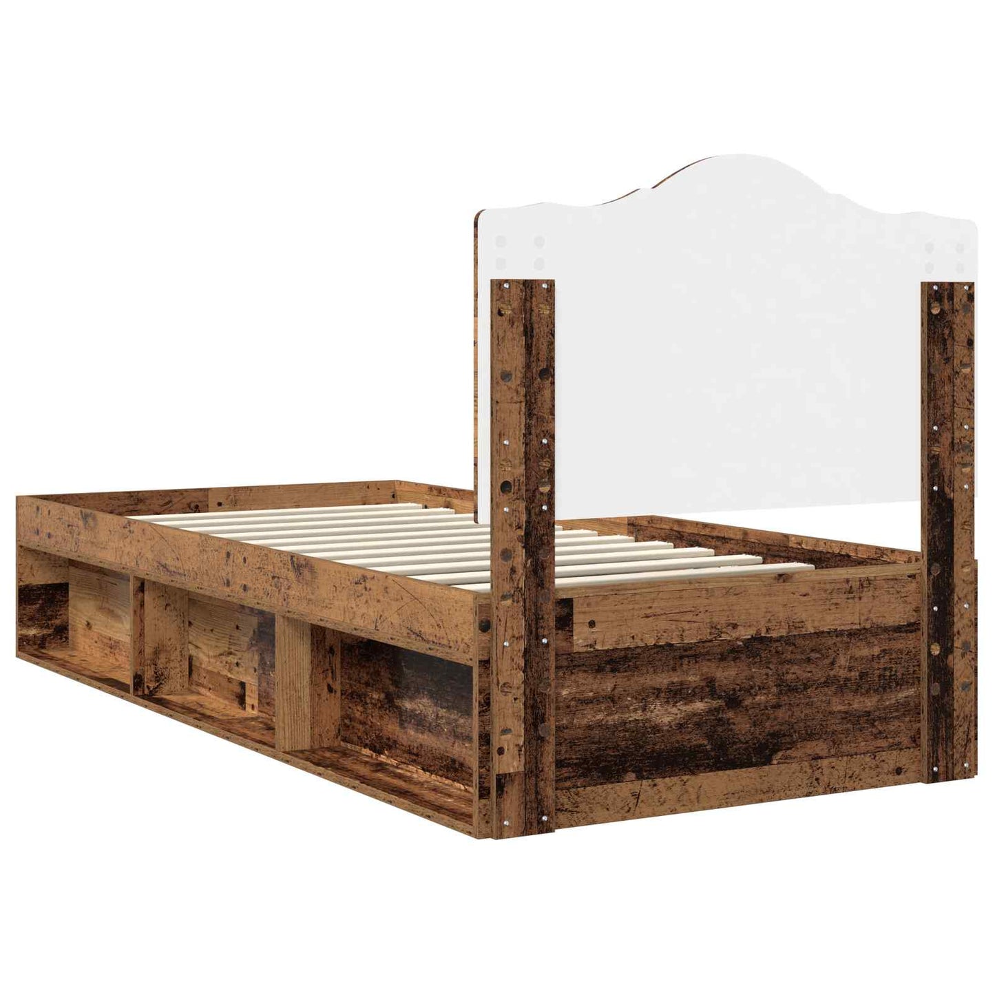 Bed Frame with Headboard Old Wood 100 x 200 cm Solid Pine Wood