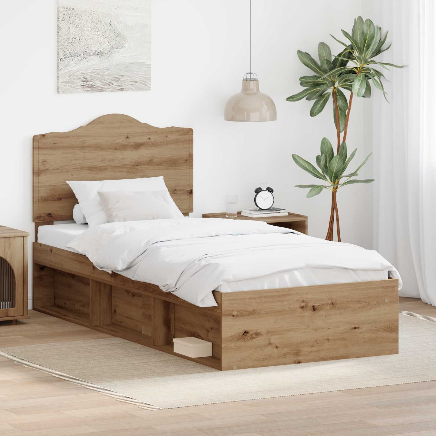Bed Frame Artisian Oak 100 x 200 cm Solid Pine Wood