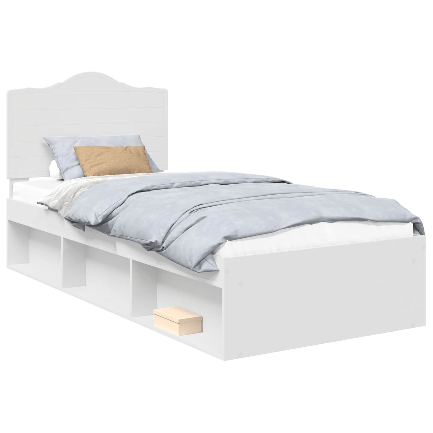 Bed Frame with Headboard White 90 x 200 cm Solid Pine Wood
