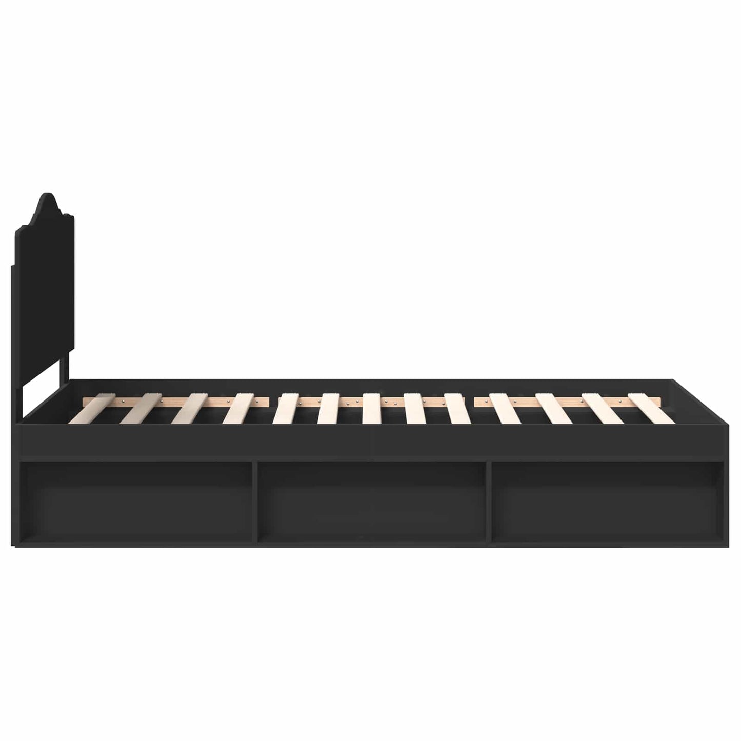 Bed Frame with Headboard Black 90 x 200 cm Solid Pine Wood