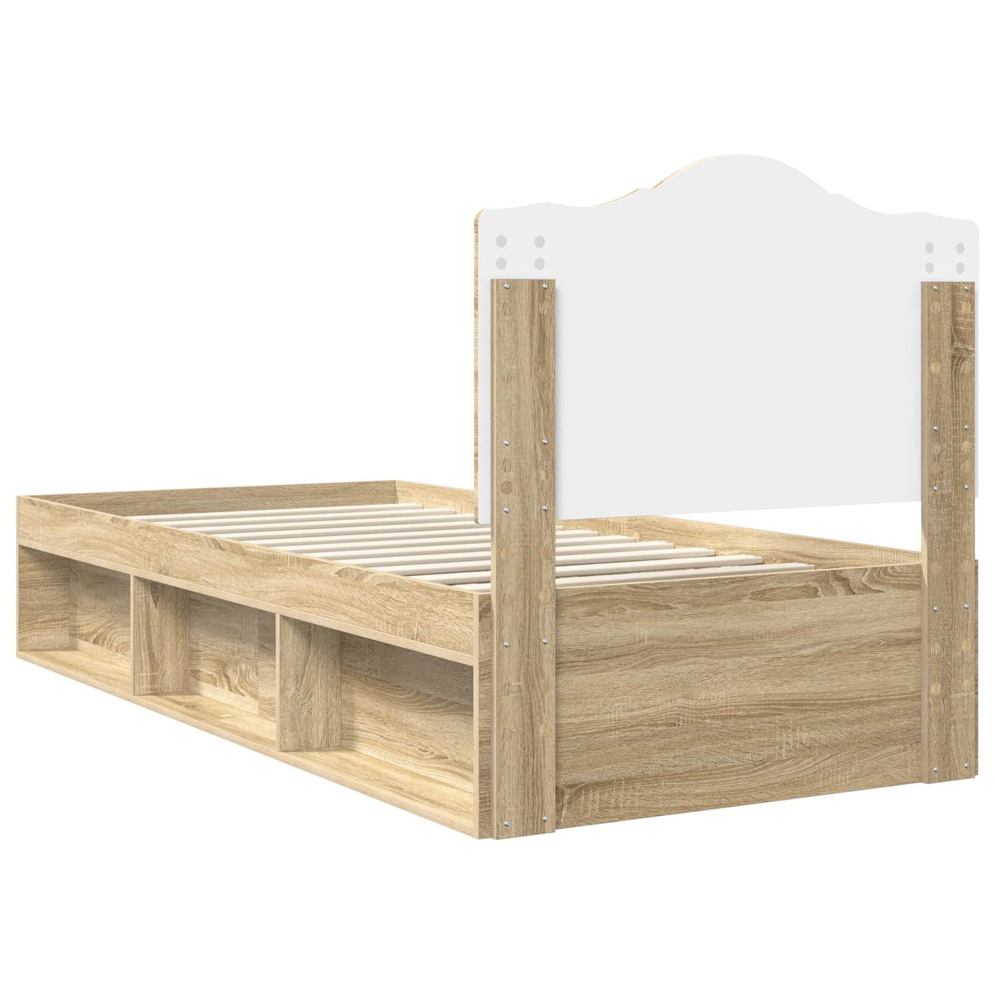 Bed Frame with Headboard Sonoma Oak 90 x 200 cm Solid Pine Wood