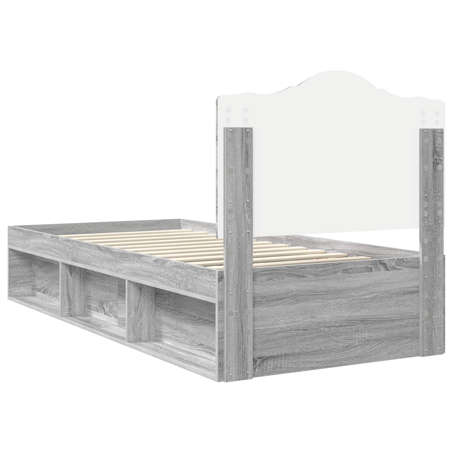 Bed Frame Grey Sonoma 90 x 200 cm Solid Pine Wood
