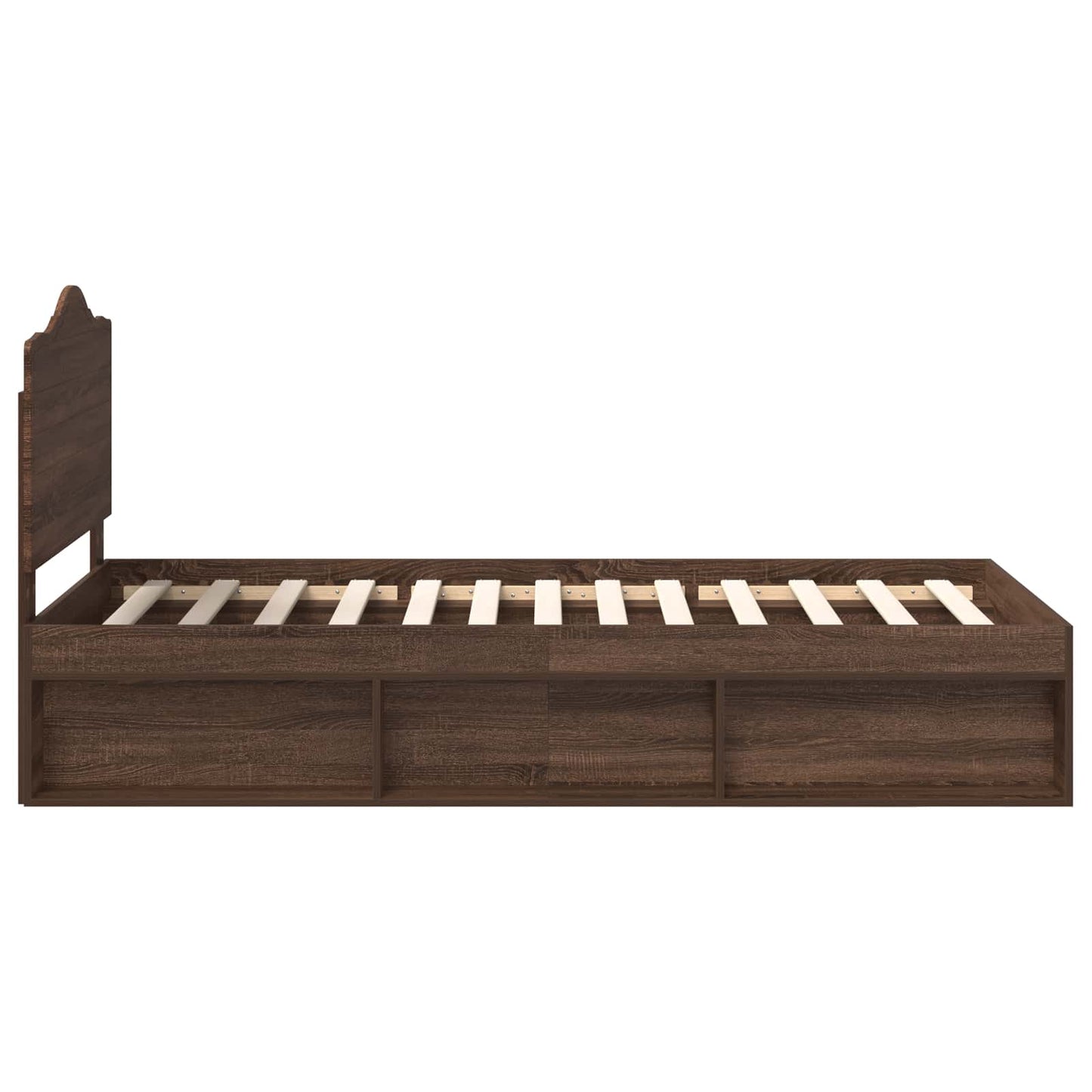 Bed Frame with Headboard Brown Oak 90 x 200 cm Solid Pine Wood