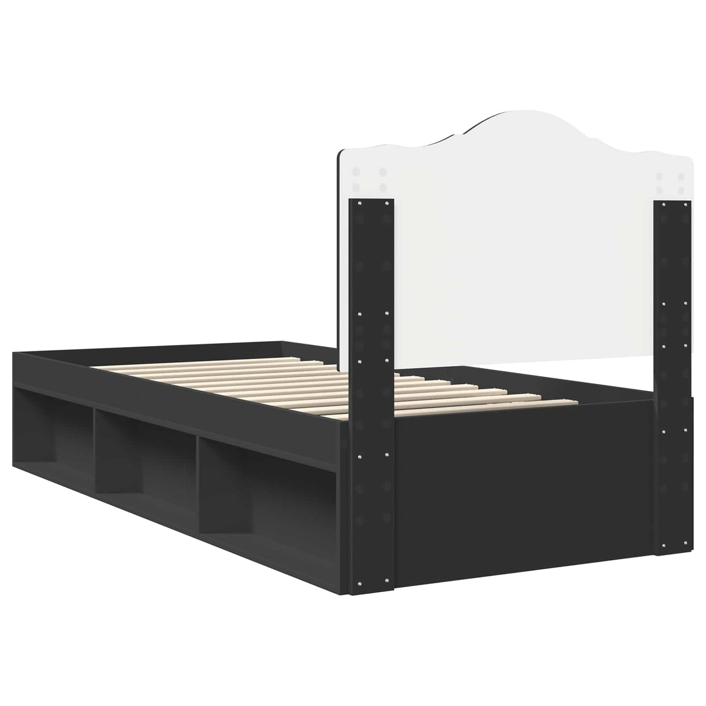 Bed Frame with Headboard Black 90 x 190 cm Solid Pine Wood