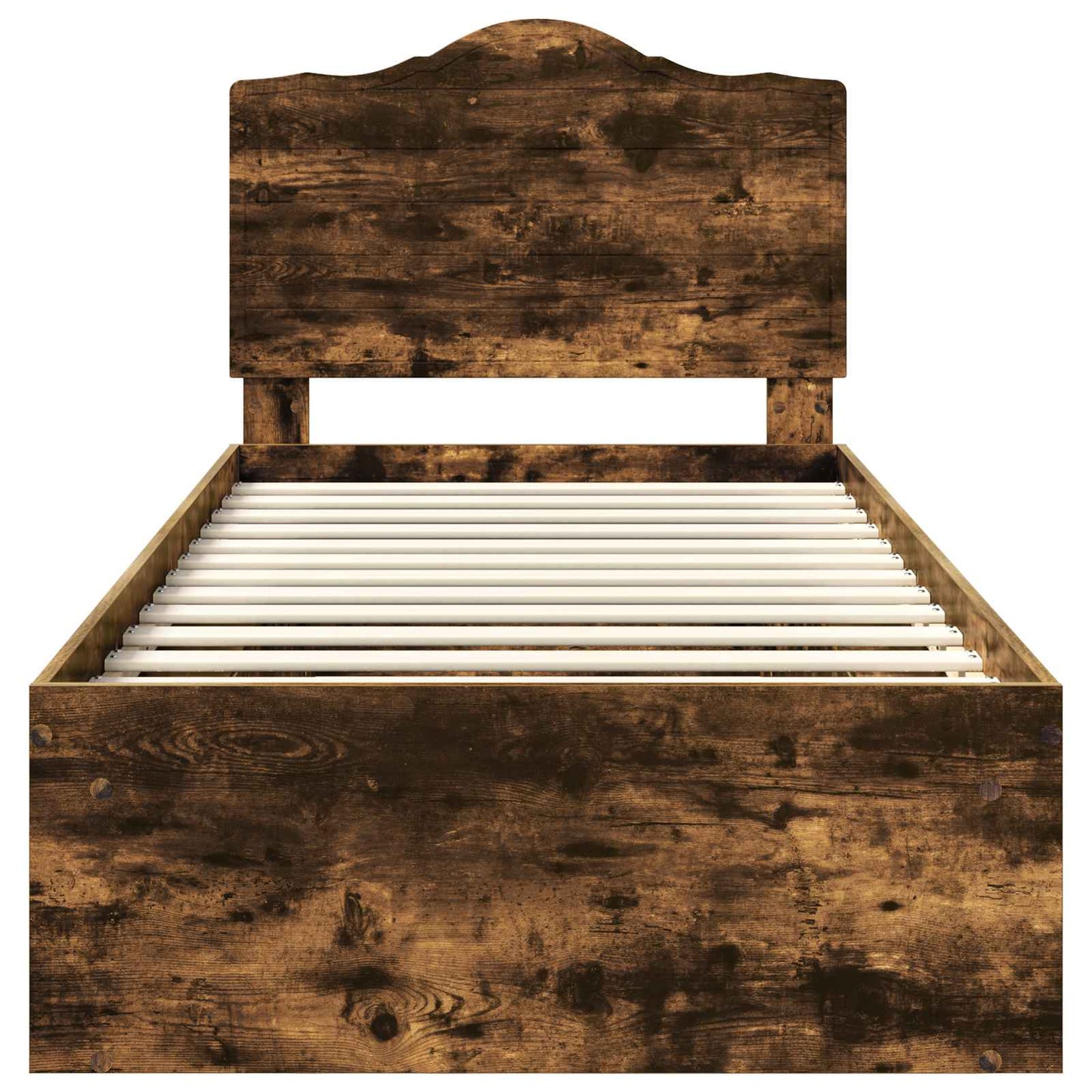 Bed Frame with Headboard Smoked Oak 90 x 190 cm Solid Pine Wood