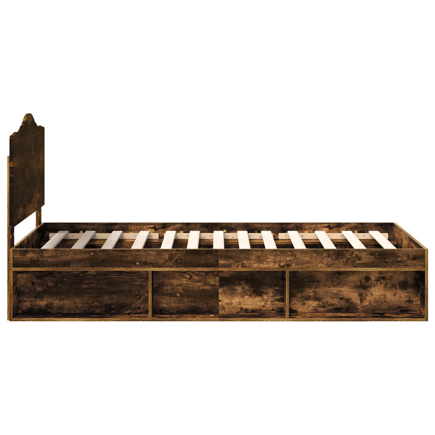 Bed Frame with Headboard Smoked Oak 90 x 190 cm Solid Pine Wood
