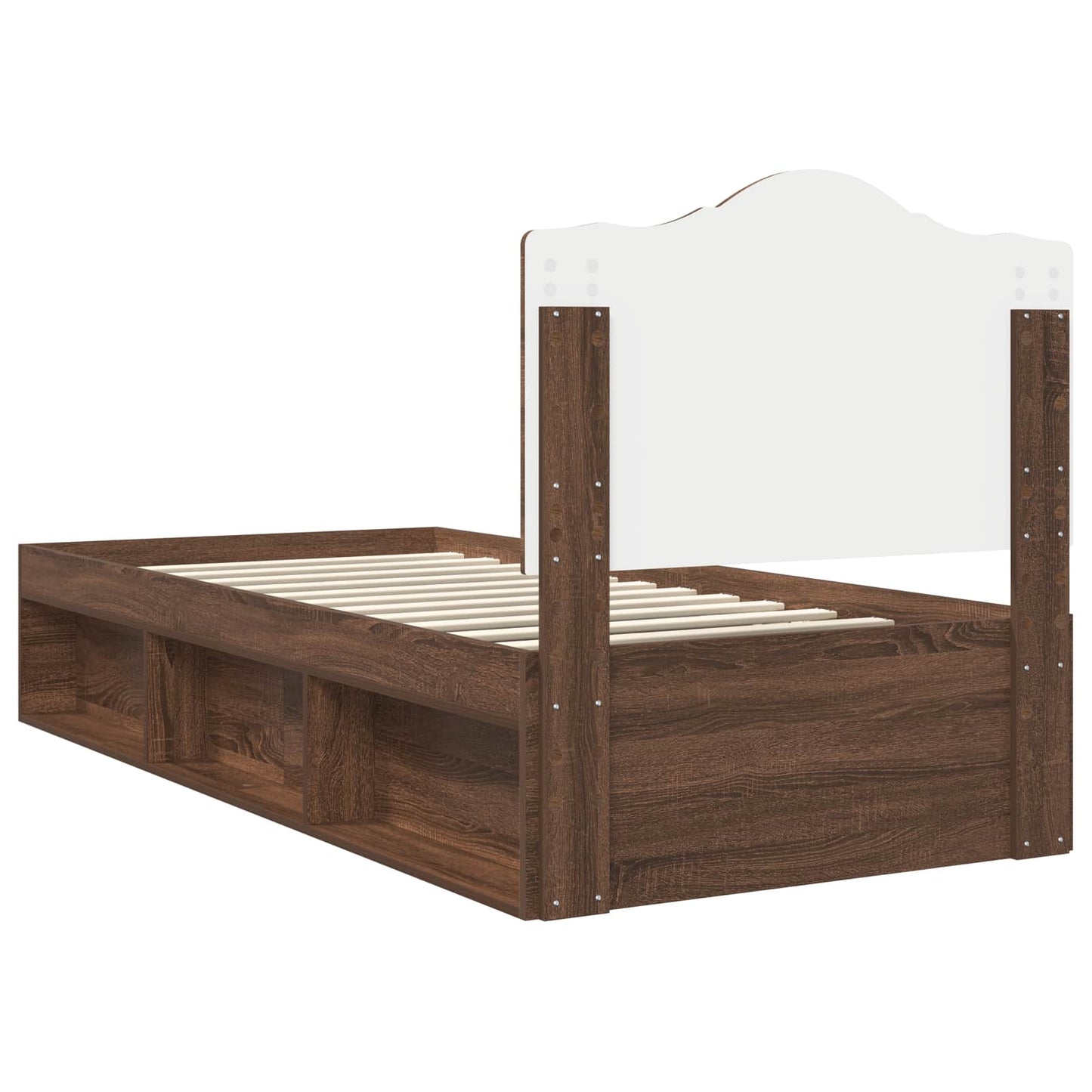 Bed Frame with Headboard Brown Oak 90 x 190 cm Solid Pine Wood