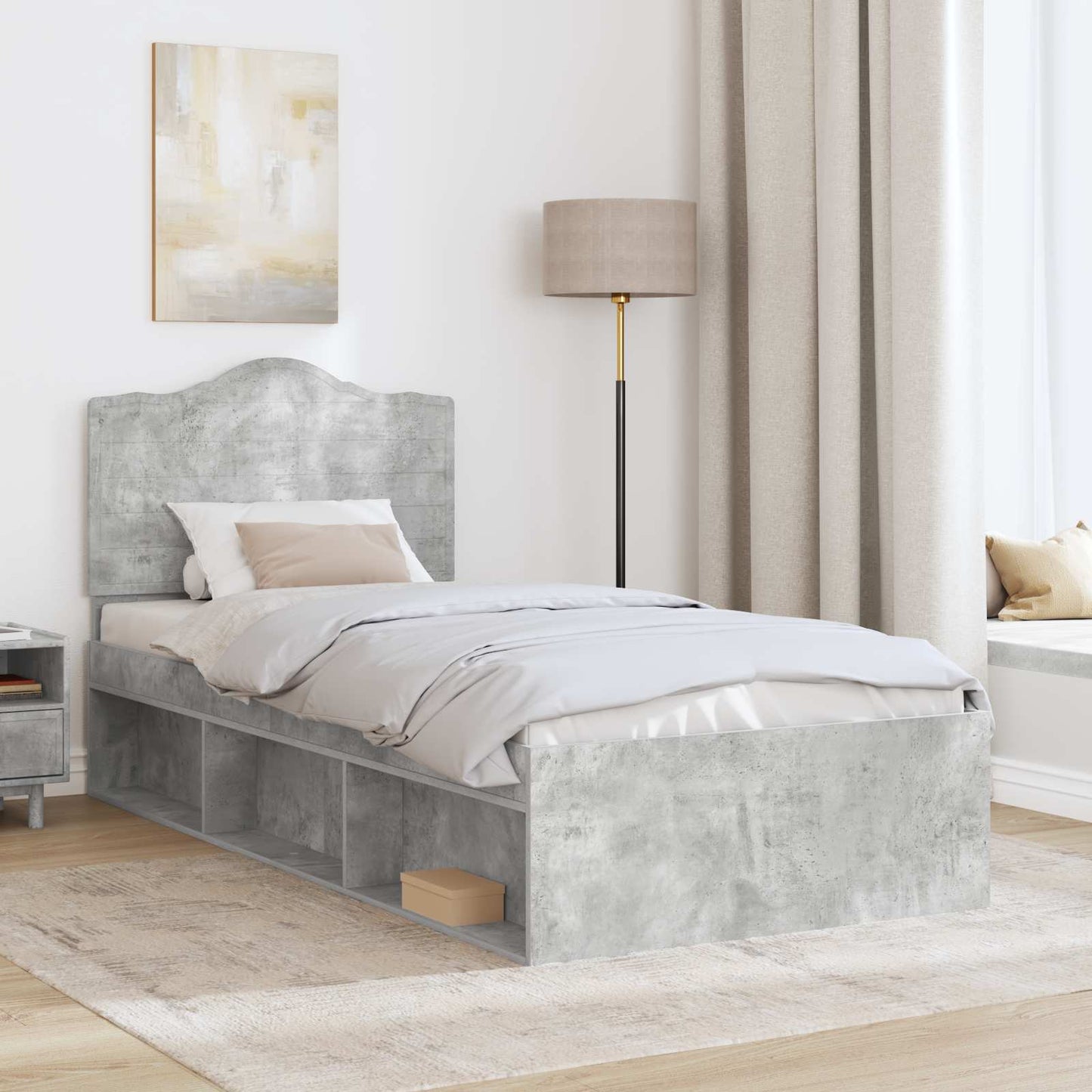 Bed Frame Concerte Grey 75 x 190 cm Solid Pine Wood