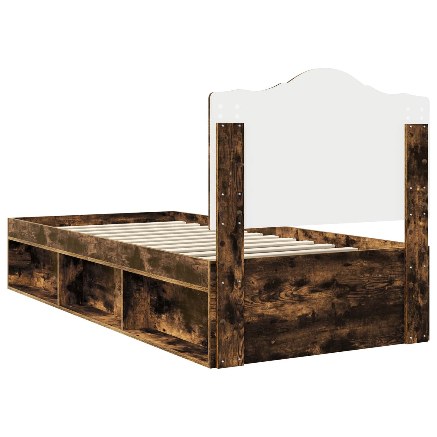 Bed Frame with Headboard Smoked Oak 75 x 190 cm Solid Pine Wood