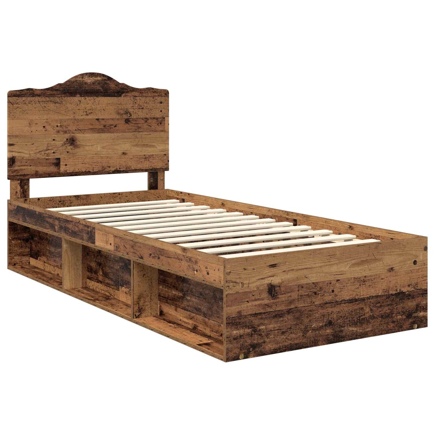 Bed Frame with Headboard Old Wood 75 x 190 cm Solid Pine Wood