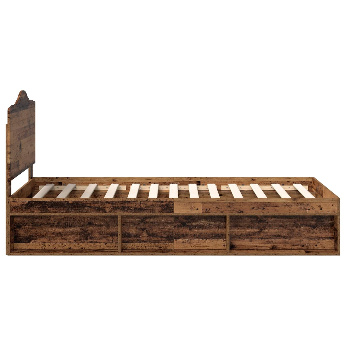 Bed Frame with Headboard Old Wood 75 x 190 cm Solid Pine Wood
