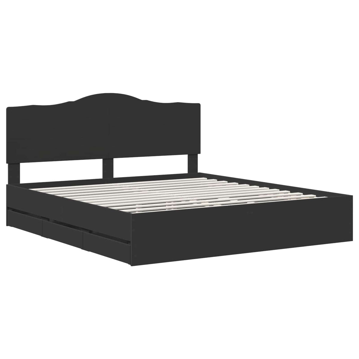 Bed Frame with Drawer Black 200 x 200 cm Engineer Wood