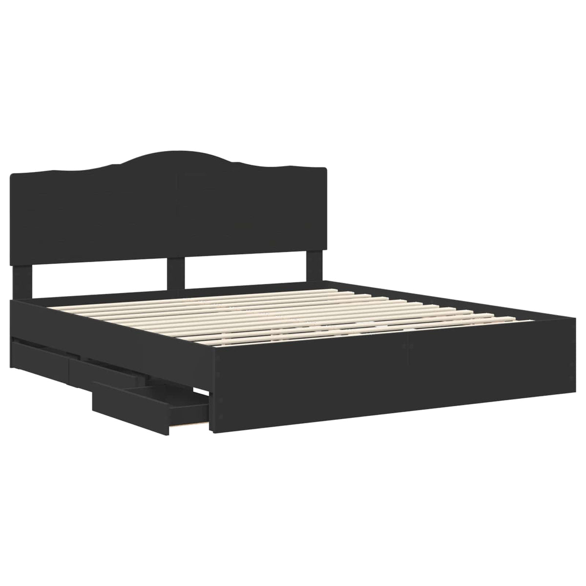 Bed Frame with Drawer Black 200 x 200 cm Engineer Wood
