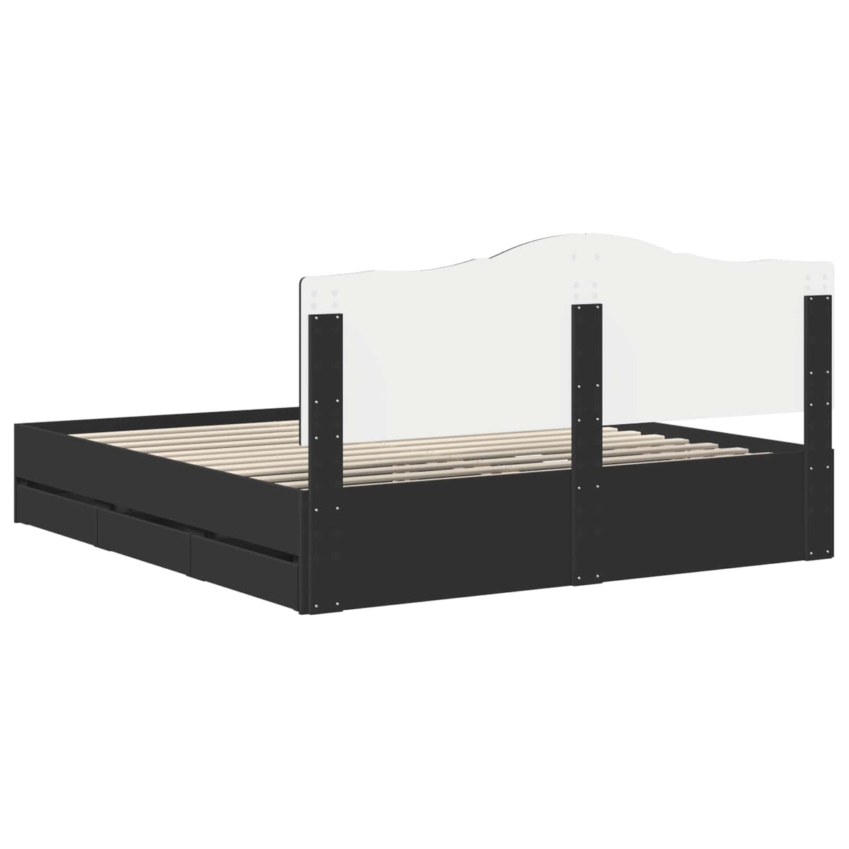 Bed Frame with Drawer Black 200 x 200 cm Engineer Wood