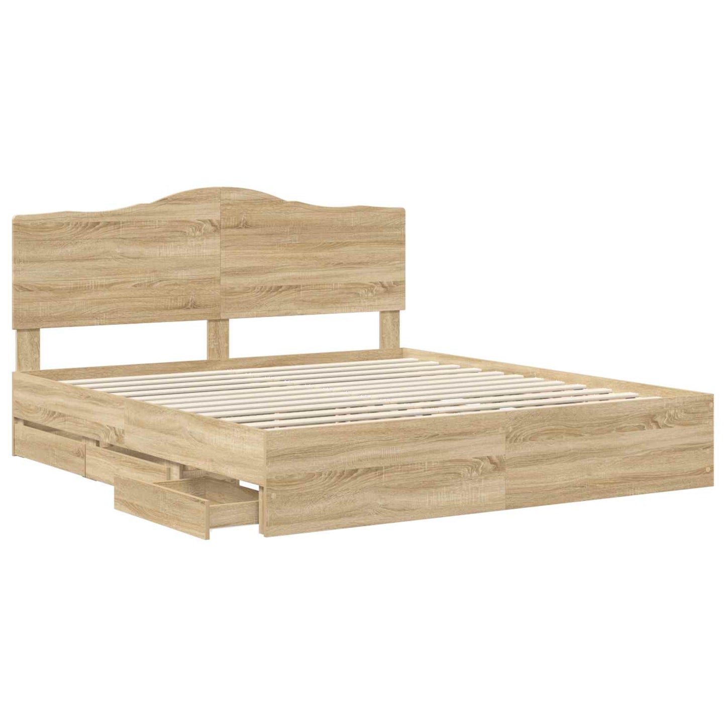 Bed Frame with Drawer Sonoma Oak 200 x 200 cm Engineer Wood