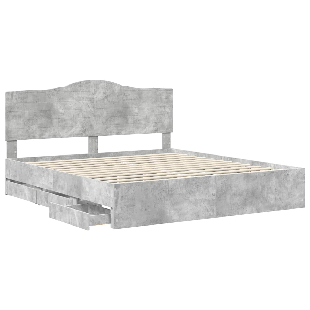 Bed Frame with Drawer Concrete Grey 200 x 200 cm Engineer Wood