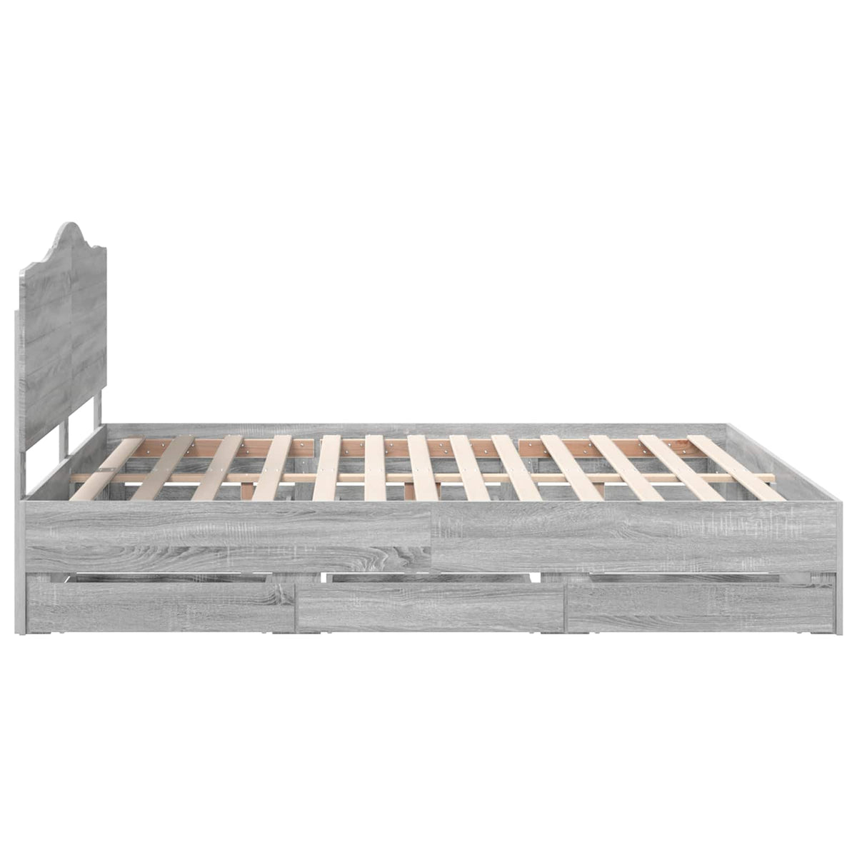 Bed Frame with Drawer Grey Sonoma 200 x 200 cm Engineer Wood