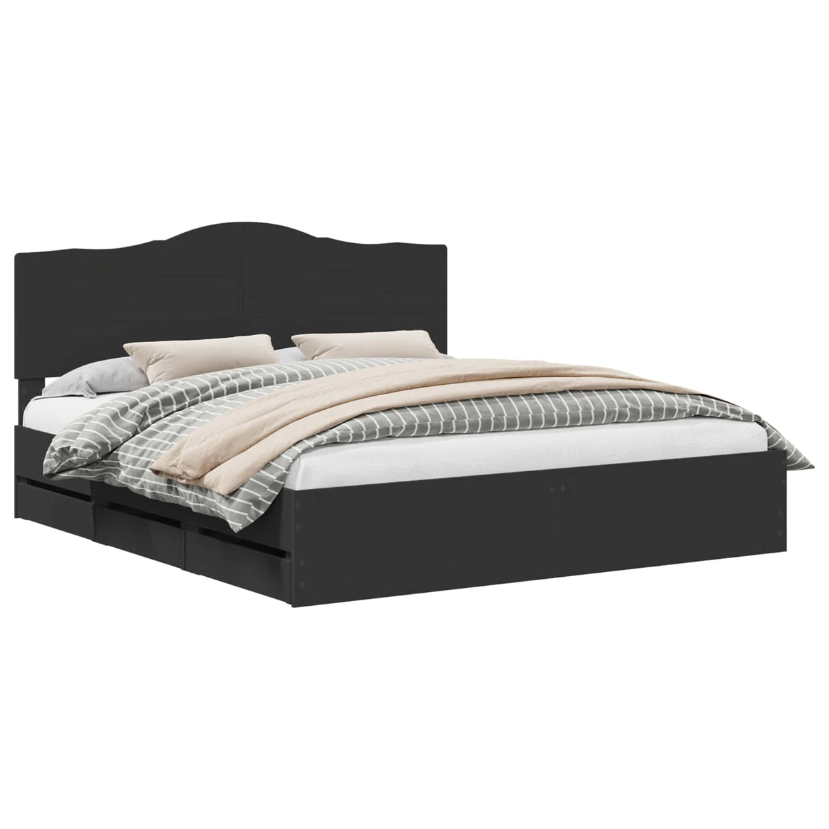 Bed Frame with Drawer Black 180 x 200 cm Engineer Wood