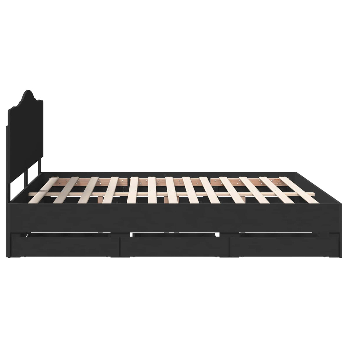 Bed Frame with Drawer Black 180 x 200 cm Engineer Wood